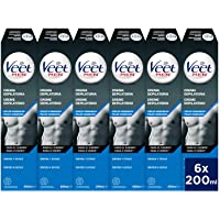 Los mejores  - Veet for Men Crema depilatoria corporal para hombre - piel sensible - 6 x 200 ml - hasta 20 semanas de suavidad